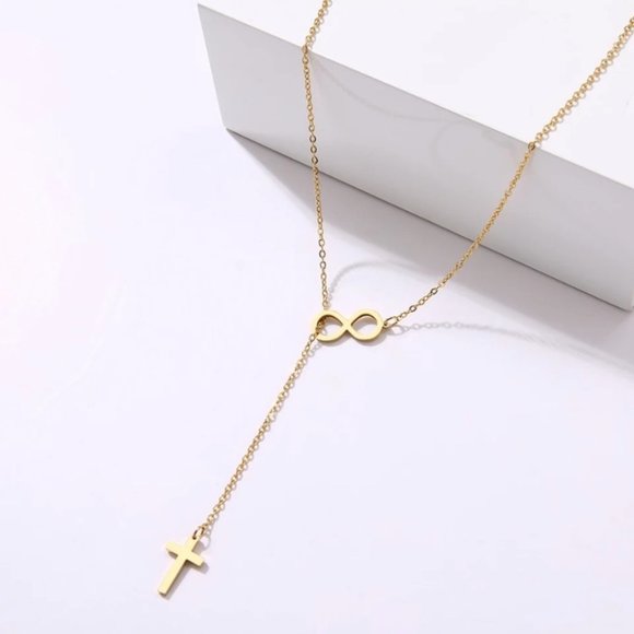 Pendant Cross & Infinity Gold & silver Necklace - Picture 4 of 7